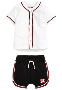 Kinder NEXT BASEBALL SHORT SLEEVE T-SHIRT AND SHORT SET (3MTHS-7YRS) - Shorts - White -Next Verkäufe 2022 d9117f923b6045968149c860cb457f2e