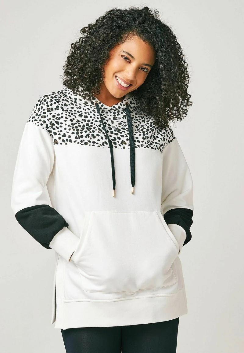 Next Damen LONGLINE - Kapuzenpullover - Ecru Cream Colourblock 1 Next Damen LONGLINE - Kapuzenpullover - Ecru Cream Colourblock