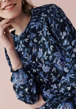 Next Damen LONG SLEEVE SHIRRED - Langarmshirt - Navy Blue Floral -Next Verkäufe 2022 d9d94b07d54a49e29fb7b6f0e46cc865