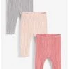 Next Unisex 3 PACK - Leggings - Hosen - Light Grey Coral Light Pink
