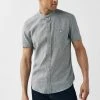 Next Herren SHORT SLEEVE - Hemd - Charcoal Grey Grandad Collar