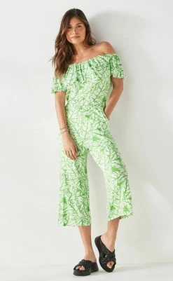Next Damen OFF SHOULDER - Jumpsuit - Green Floral