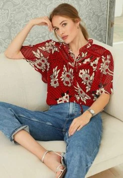 Next Damen TRIM FLUTTER SLEEVE - Bluse - Celia Birtwell Blue Moon Red -Next Verkäufe 2022 e59ab40004c0499e82c6b8790a994c60
