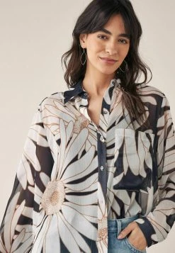 Next SHEER LONGLINE - Hemdbluse - Black Floral | Damen -Next Verkäufe 2022 e66231310fb340a587d69a79f4548f74