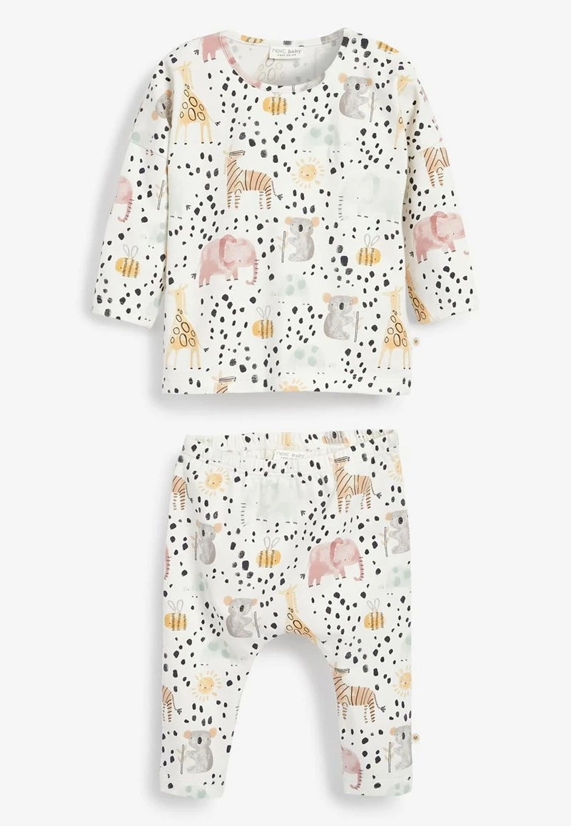Next 2 PIECE ANIMAL PRINT SET UNISEX - Stoffhose - White 1 Next 2 PIECE ANIMAL PRINT SET UNISEX - Stoffhose - White