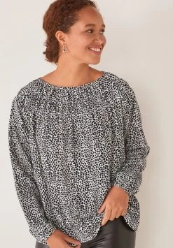 Next Damen SMOCK LONG SLEEVE TOP - Bluse - White