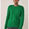 Next Damen PUFF SLEEVE CABLE - Strickpullover - Green