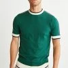 Next Herren KNITTED - T-Shirt Print - Green Arm Stripe