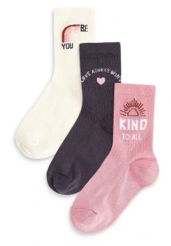 Next 3 PACK LOVE SLOGAN - Socken - Pink/black/cream | Kinder