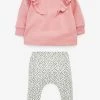 Next Kinder BABY 2 PIECE FRILL SET - Sweatshirt - Pink/black/white