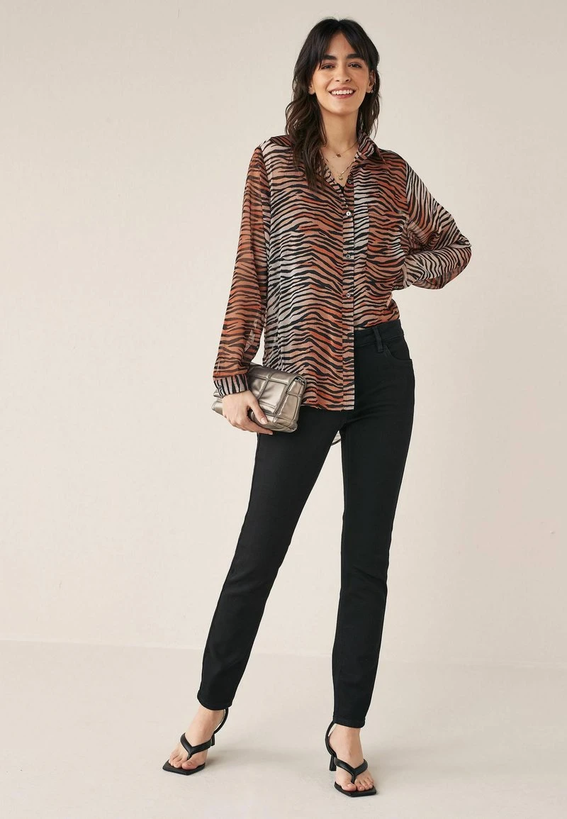 Next Damen SHEER LONGLINE - Hemdbluse - Brown Animal 2 Next Damen SHEER LONGLINE - Hemdbluse - Brown Animal – Bild 2