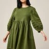 Next VOLUME SLEEVE - Jerseykleid - Khaki Green | Damen
