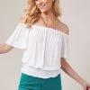 Next Damen BARDOT SHORT SLEEVE - T-Shirt Print - White Stitch