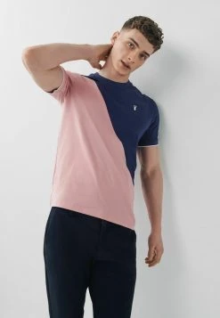 Next Herren BLOCK - T-Shirt Print - Pink Navy Blue Stag