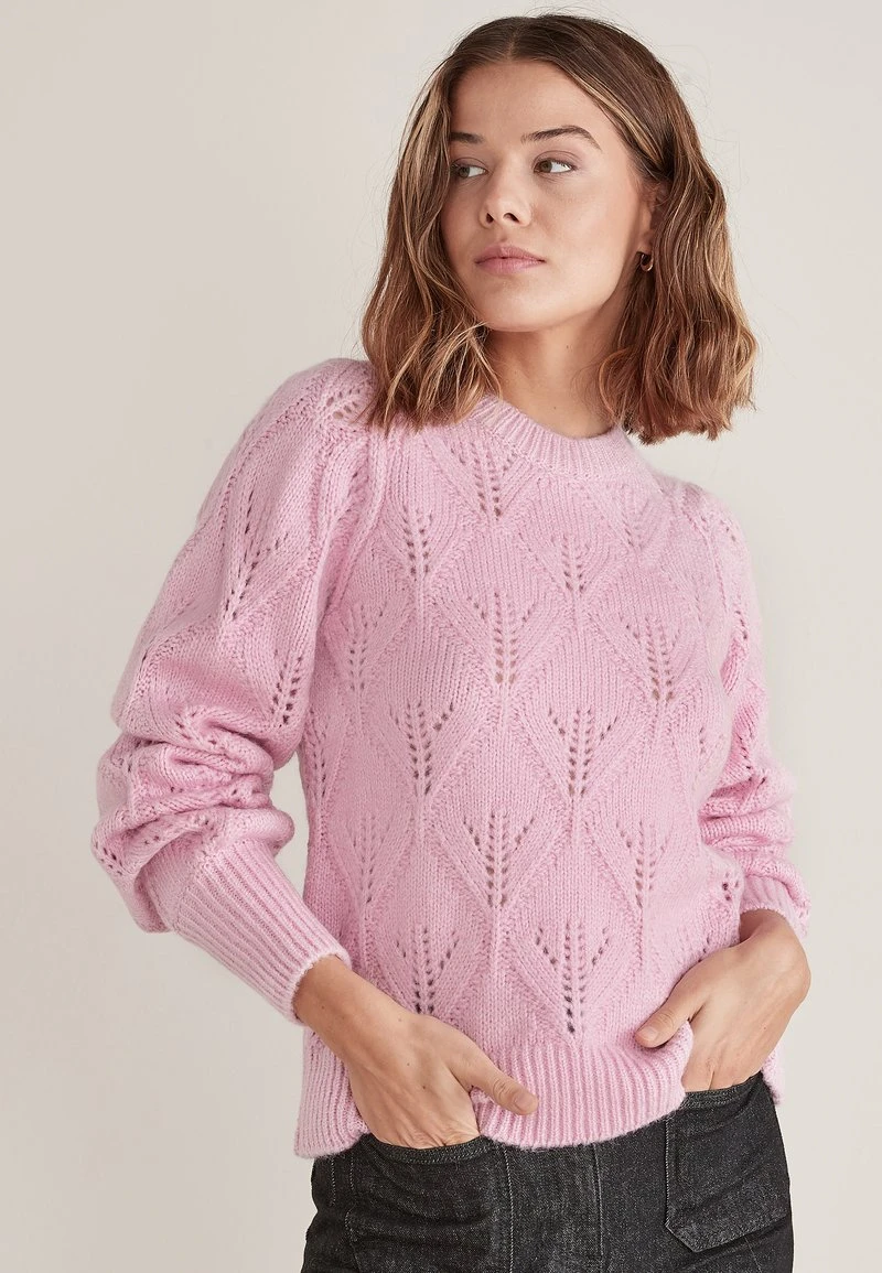Next Damen POINTELLE STITCH VOLUME SLEEVE - Strickpullover - Pink 1 Next Damen POINTELLE STITCH VOLUME SLEEVE - Strickpullover - Pink