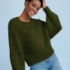 Next Damen VOOP NECK - Strickpullover - Khaki
