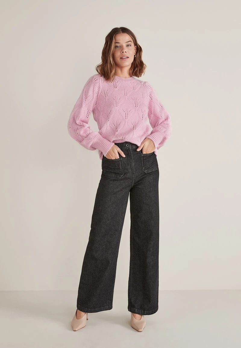 Next Damen POINTELLE STITCH VOLUME SLEEVE - Strickpullover - Pink 2 Next Damen POINTELLE STITCH VOLUME SLEEVE - Strickpullover - Pink – Bild 2