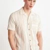 Next Herren SHORT SLEEVE STRIPE - Hemd - Neutral Linen Blend