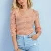 Next Damen POINTELLE - Langarmshirt - Blush Pink White Stripe