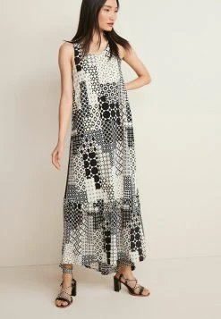 Next Damen SLEEVELESS - Maxikleid - Black White Geo Print