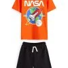 Next Kinder SET - Shorts - Orange Nasa Rocket