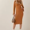 Next CUT OUT LONG SLEEVE - Etuikleid - Tan | Damen
