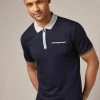 Next Herren Poloshirt - Navy Blue Zip Neck